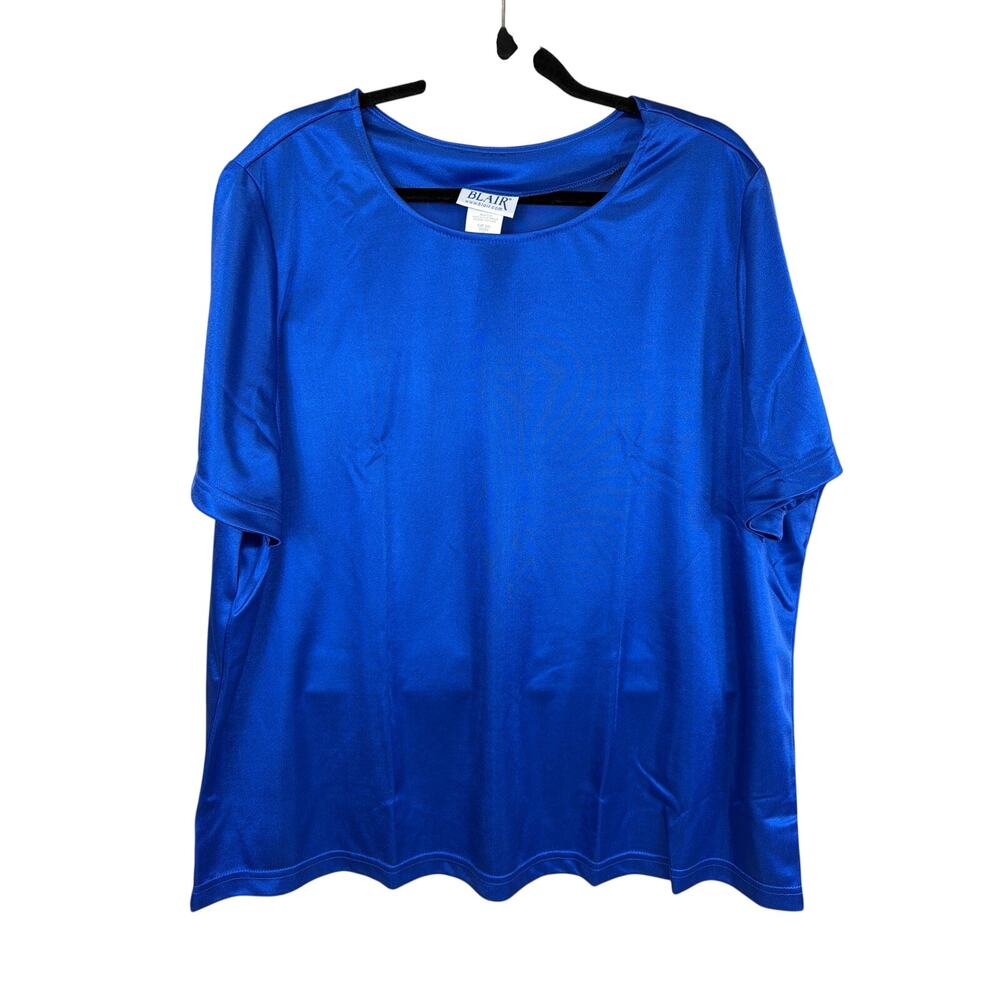 Blair Blue Satin Finish Short Sleeve T-Shirt Size 2XL